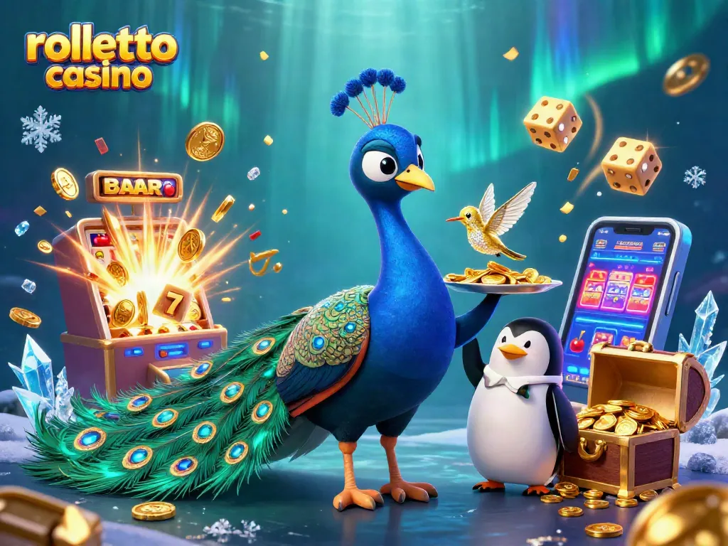 Experience the rolletto casino excitement with dynamic gaming elements and vibrant characters celebrating jackpots.