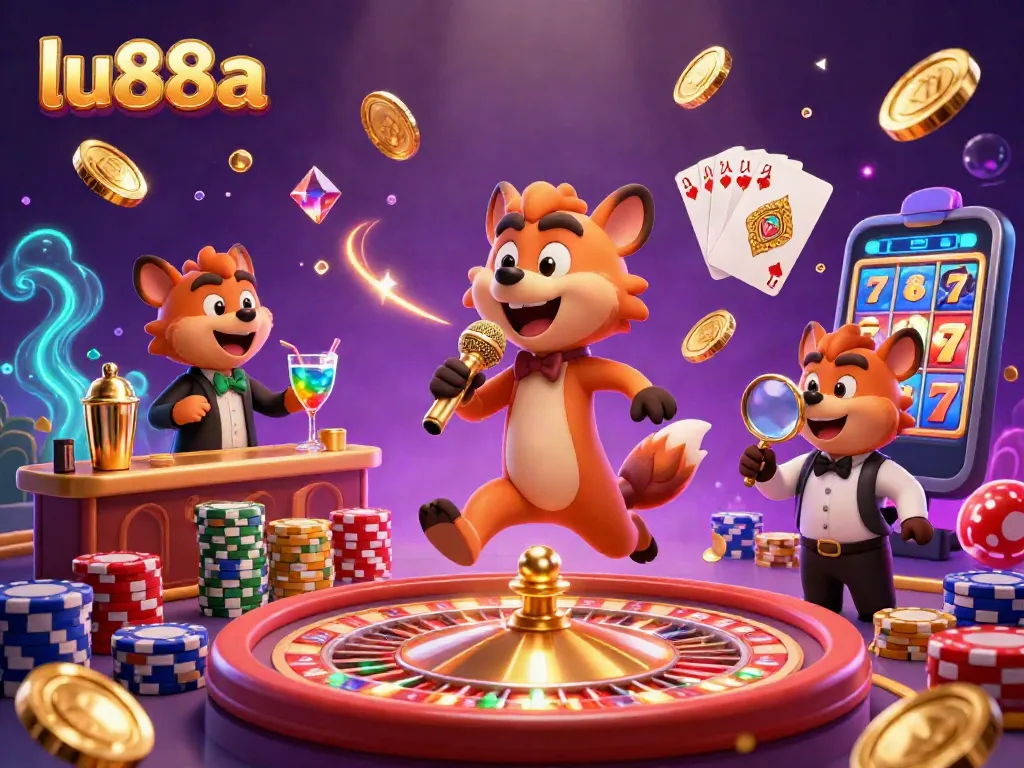 Experience the laughter at lu88a's lively casino with hyenas entertaining while winning big!