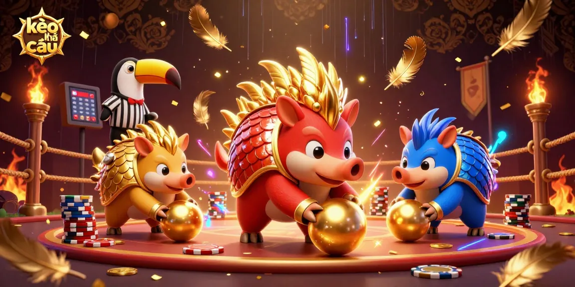 Engage with kèo nhà cái while rival pangolins compete in a vibrant sports betting arena.