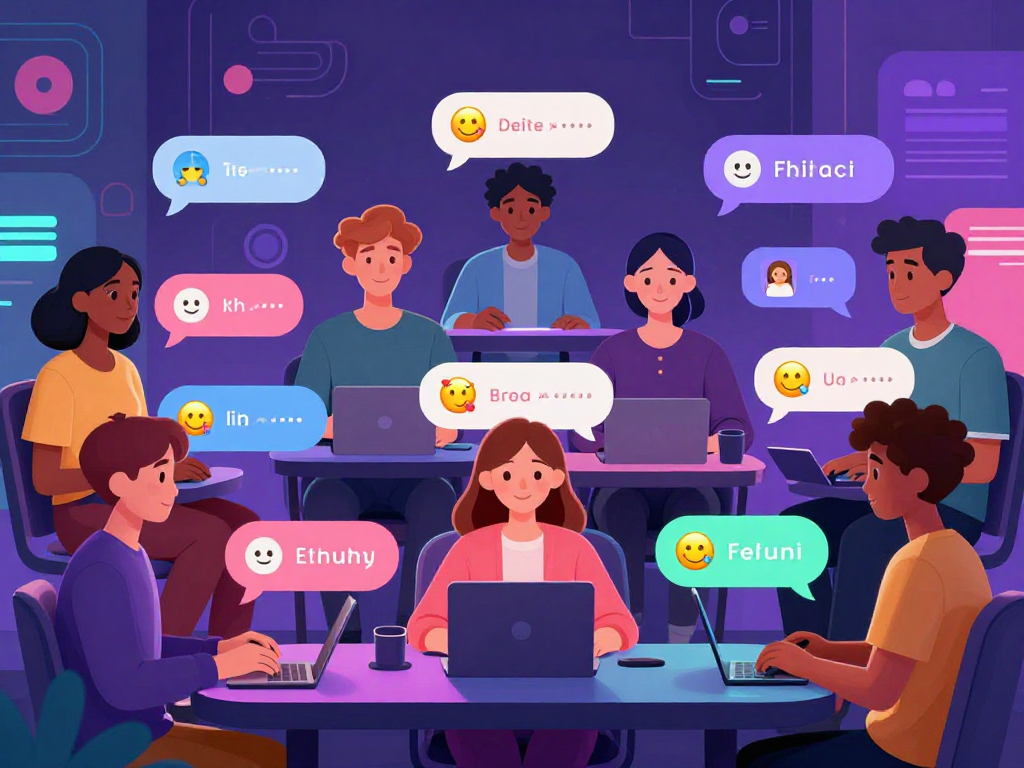 Engaging scene of ai porn chat avatars exchanging playful messages in a vibrant digital setting.