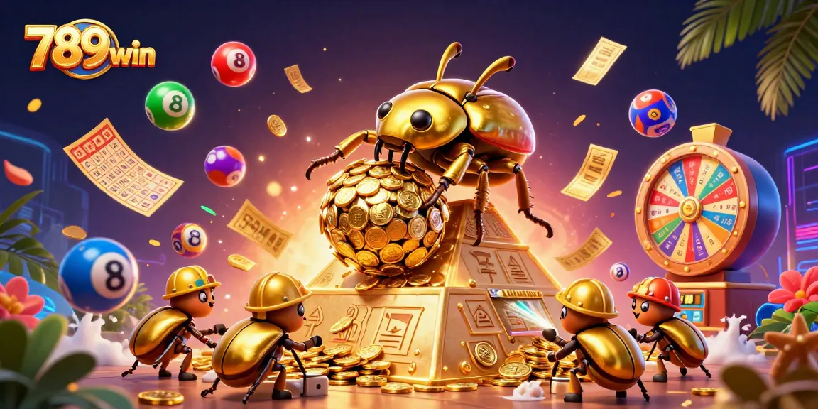 Engage with 789win's vibrant gaming world featuring colorful balls and golden coins.